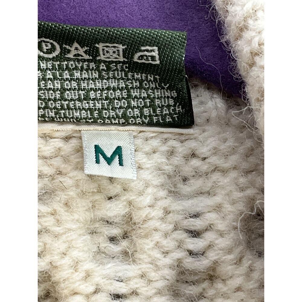 Carraig Donn Ireland Womens M 100% Wool Aran Cable Knit Cardigan Sweater Cream - Picture 6 of 13